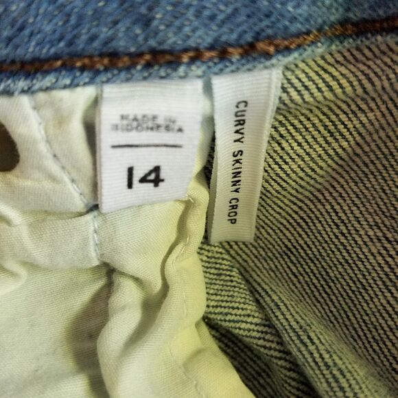 Ann Taylor LOFT Outlet Curvy Skinny Crop Jeans 14 Blue Stretch Denim - Picture 4 of 5